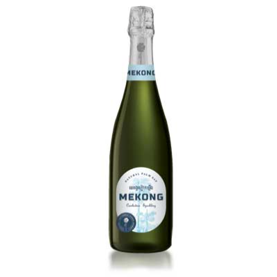 Bottle of Jaya Mekong sparkling palm wine, 12%