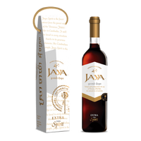 Bottle and gift box of Jaya Extra palm spirit