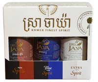 Gift box of Kirel Jaya palm spirit set, three 30ml bottles -- Palm, Blue and Extra Spirit