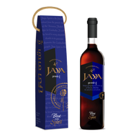 Bottle and gift box of Jaya Blue palm spirit